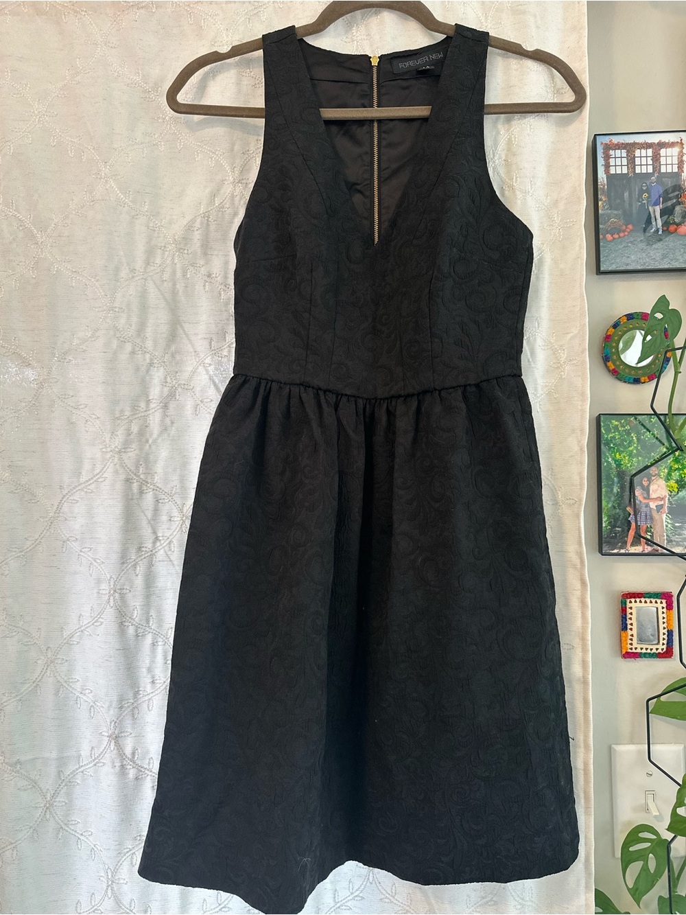 Forever New Black Jacquard Dress